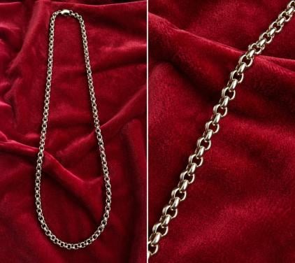 Zilveren Jasseron schakel ketting met hanger..