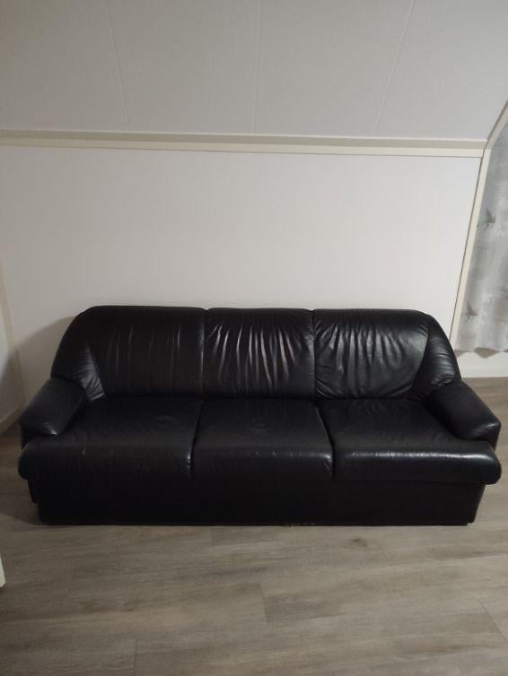 3 zits bank zwart leder