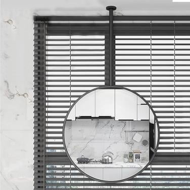 Nieuwe Spiegel zwart diameter 600mm , zwart kader inclusief plafondbev.