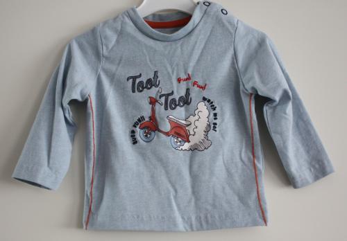 Blauw truitje met print  maat 62
