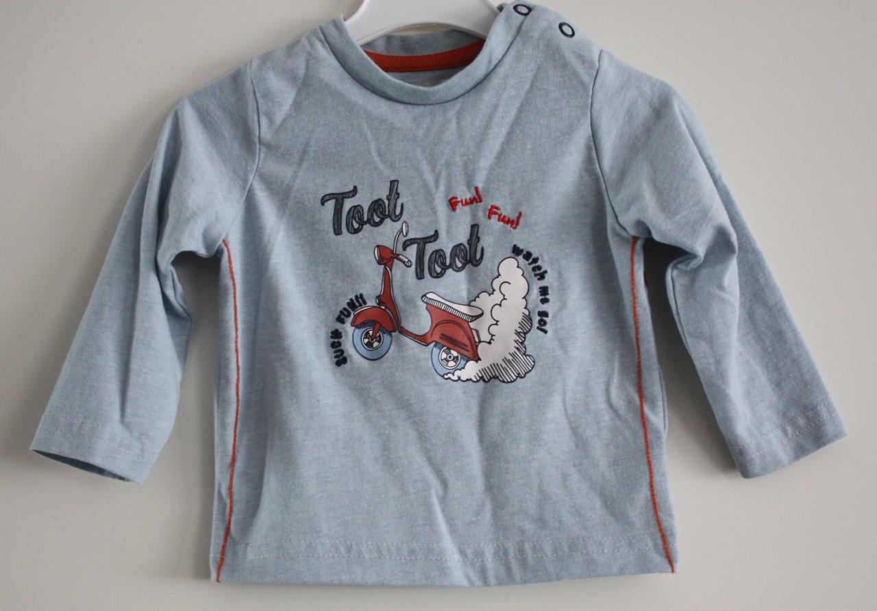 Blauw truitje met print  maat 62