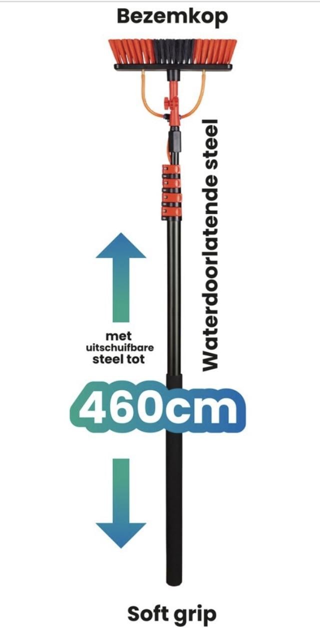 Telescopische waterbostel met zeepdispenser / 4,6 meter