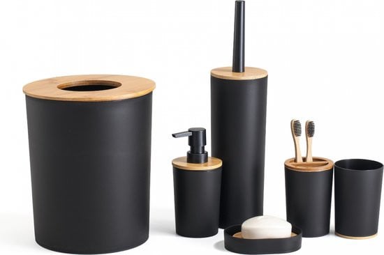 6 Delige Badkamer set Mat Zwart