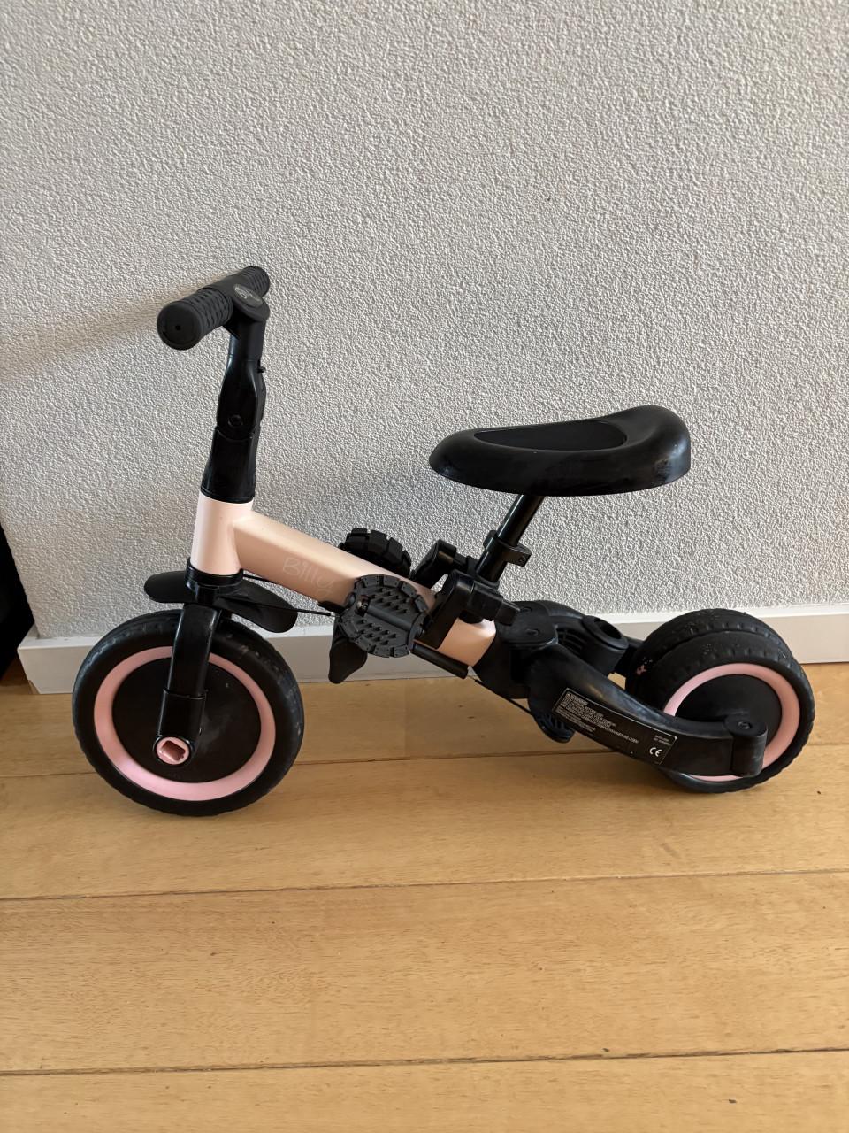 Billy Loopfiets Roze 3 in 1 met Duwstang - Gebruikt