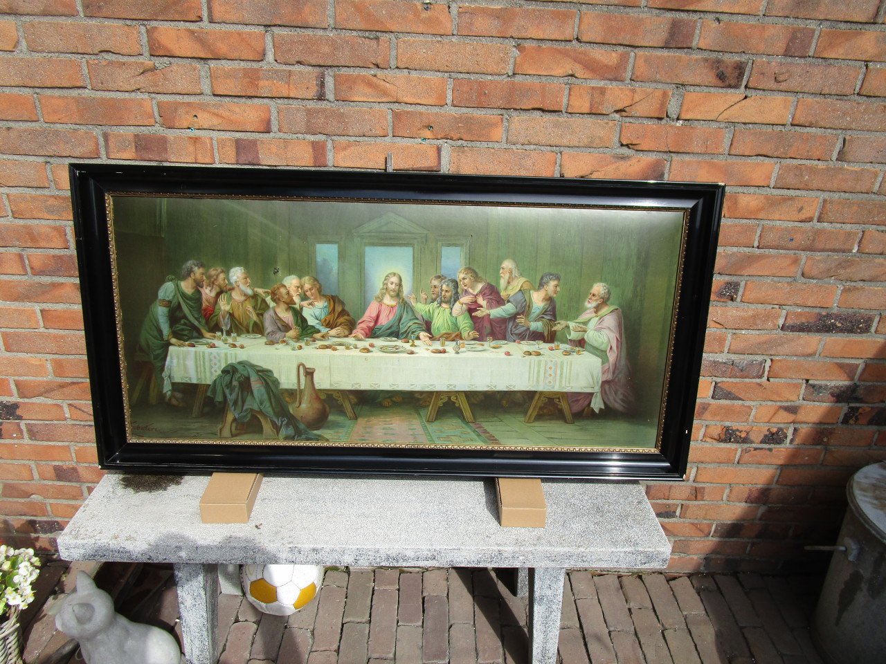 Antieke Afbeelding Het Laatste Avondmaal Ingelijst