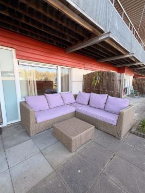 Wicker loungeset hoekbank met hocker