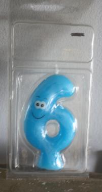 Blauw kaarsje cijver nr 6