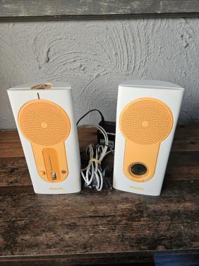 Vintage Philips 2.0 Luidsprekerset - Wit/Oranje zgan nog