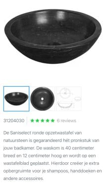 Natuurstenen opzetwastafel + kraan