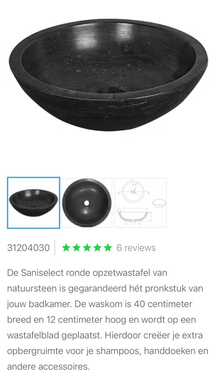 Natuurstenen opzetwastafel + kraan