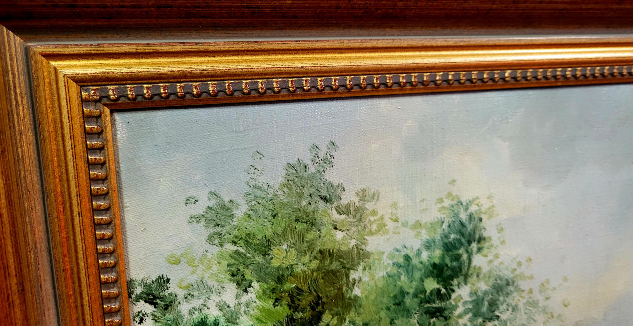 Antieke schilderij - Een boerenhoeve door H. Koekoek