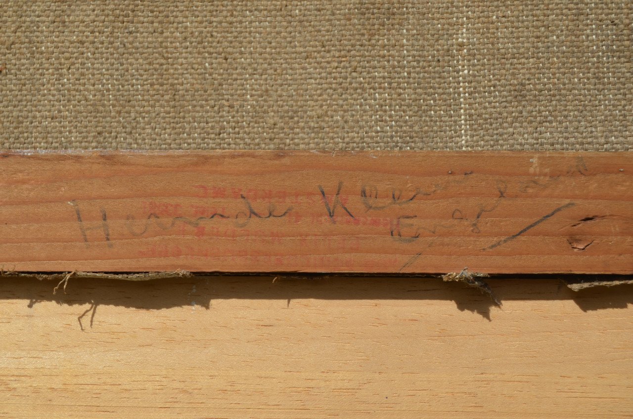 Olieverf op doek: boerderijtje (in Engeland?)