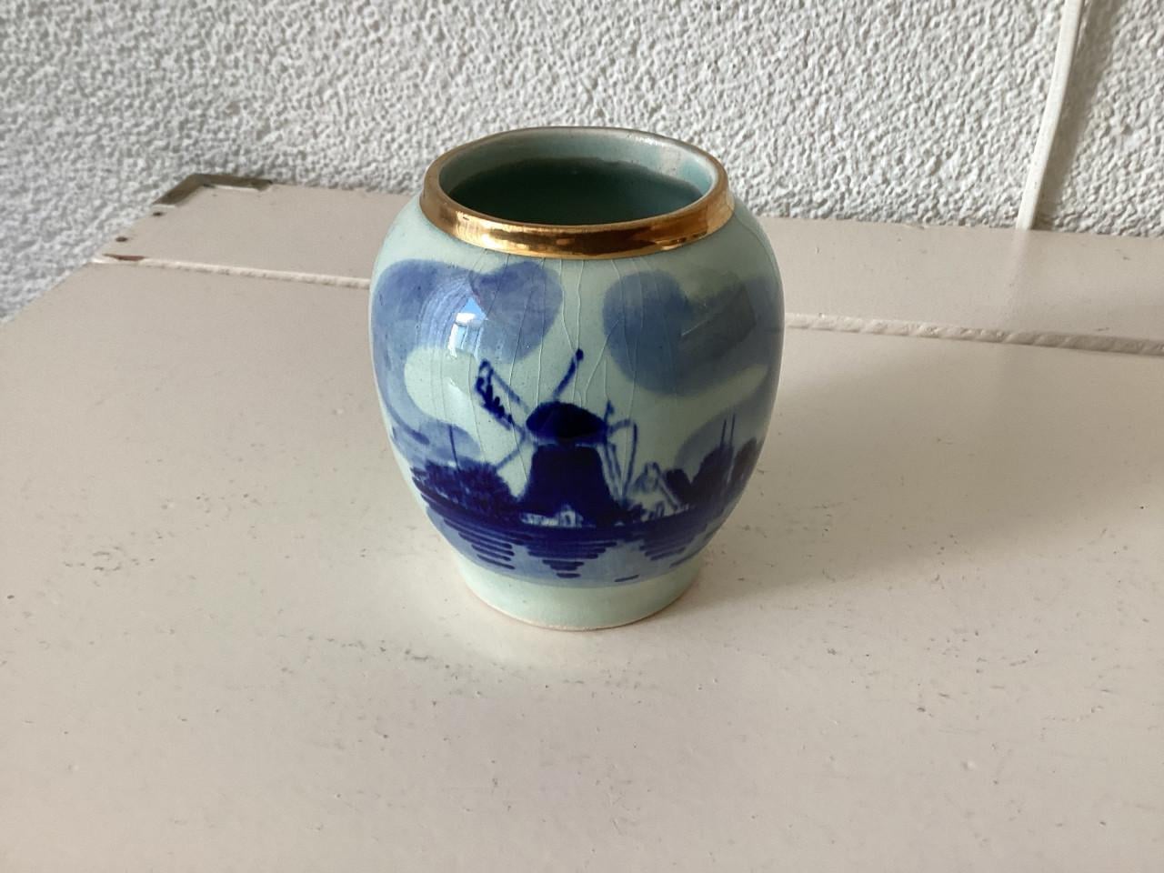 Delfsblauwe Lepelvaasjes. 6 x.