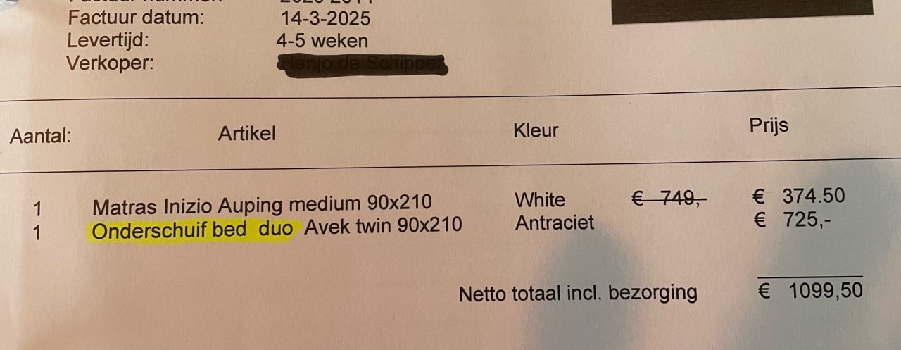 Onderschuifbed nieuw 🤩(merk : Avek twin) met nieuw Auping matras