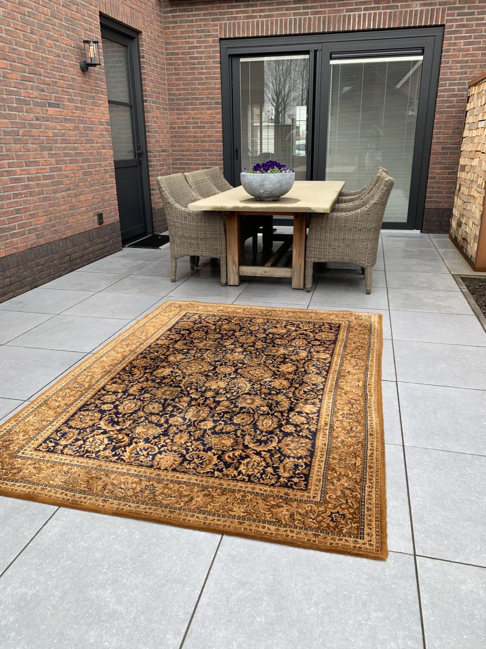 ✨Prachtig Sfeervol Bruin/Donkerblauw Vintage Vloerkleed✨Zuiver Scheerwol✨