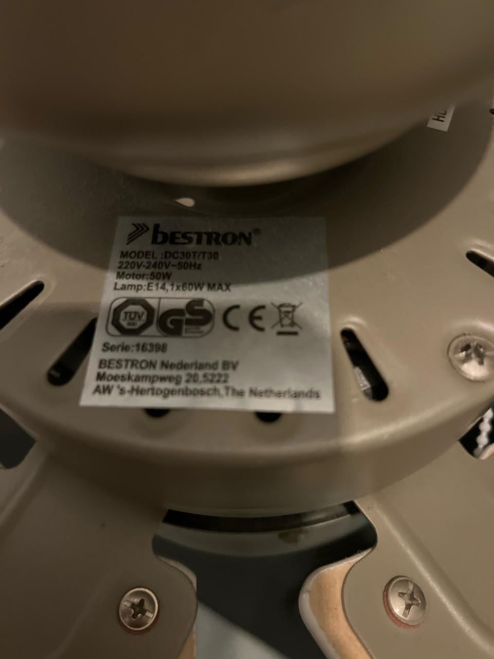 Plafondventilator Bestron – met verlichting – zomer/winterstand