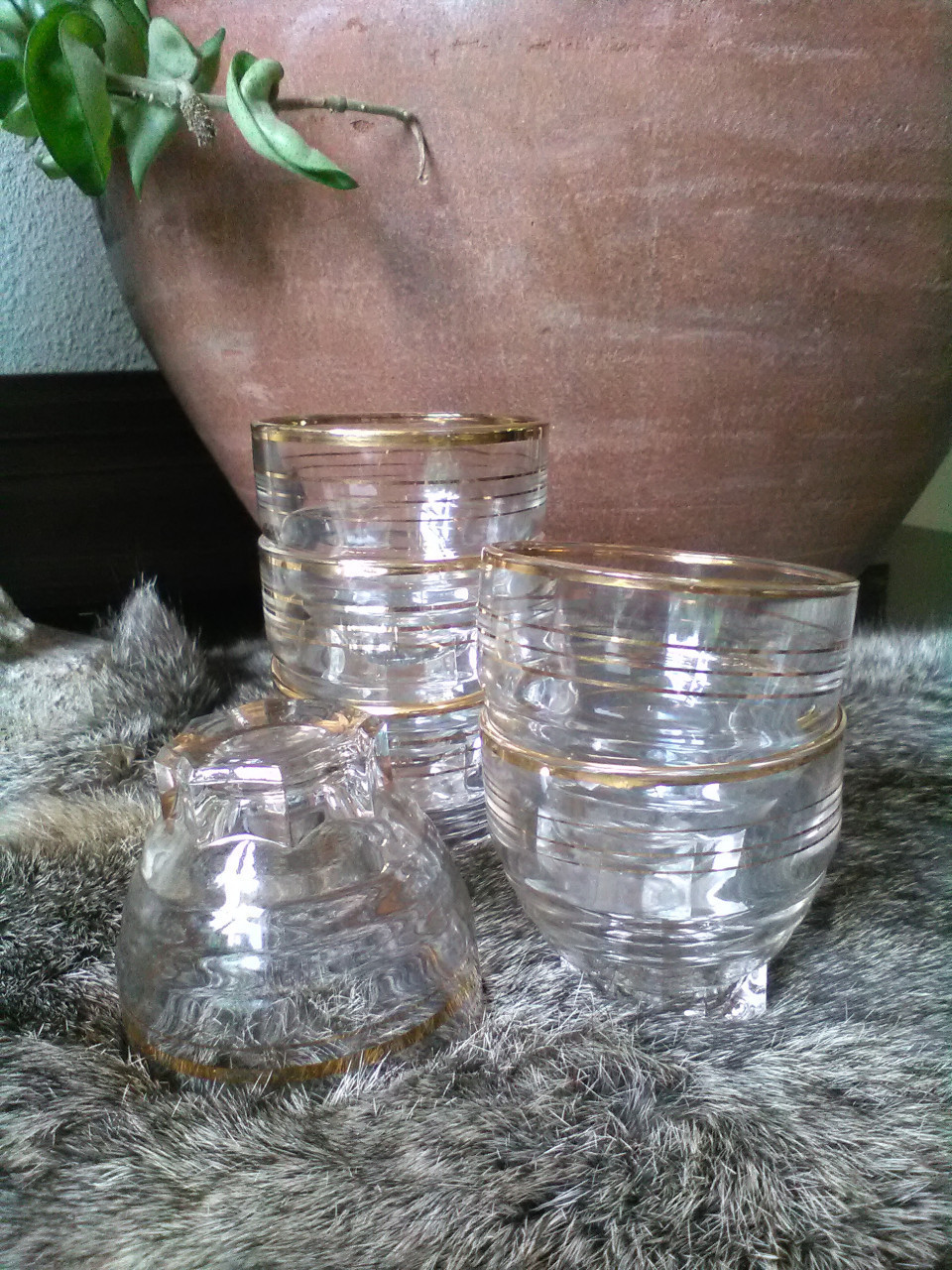 Karafje met 6 oude franse glaasjes