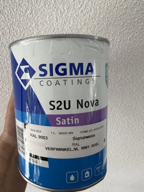Sigma S2U Nova Satin, 1 Liter, kleur 9003, signaal wit.
