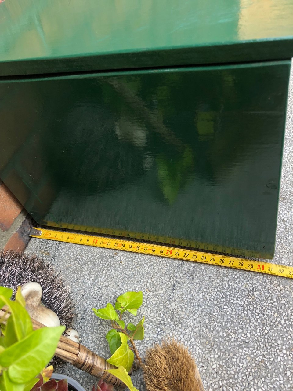 Groene houten kist.