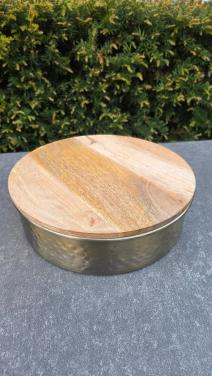 🌿 Nieuwe Metalen box met mango houten deksel.
