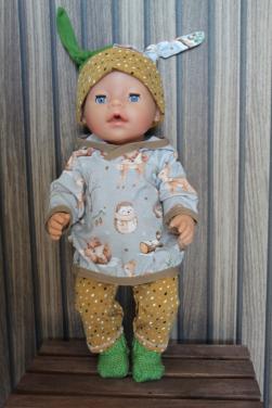 Baby born poppenkleding hoodie en muts