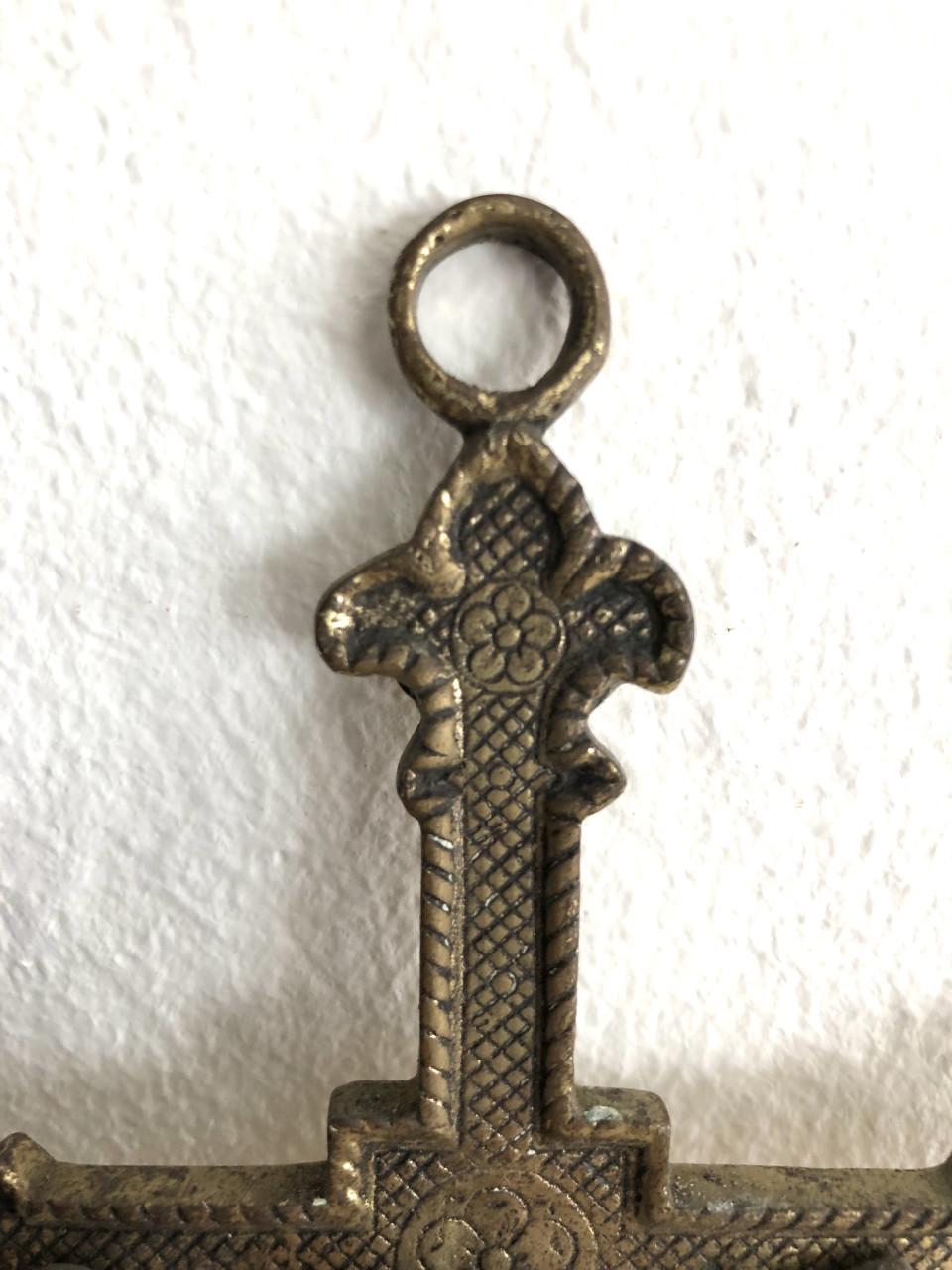 Mooie brocante heilige messing crucifix/kruisbeeld