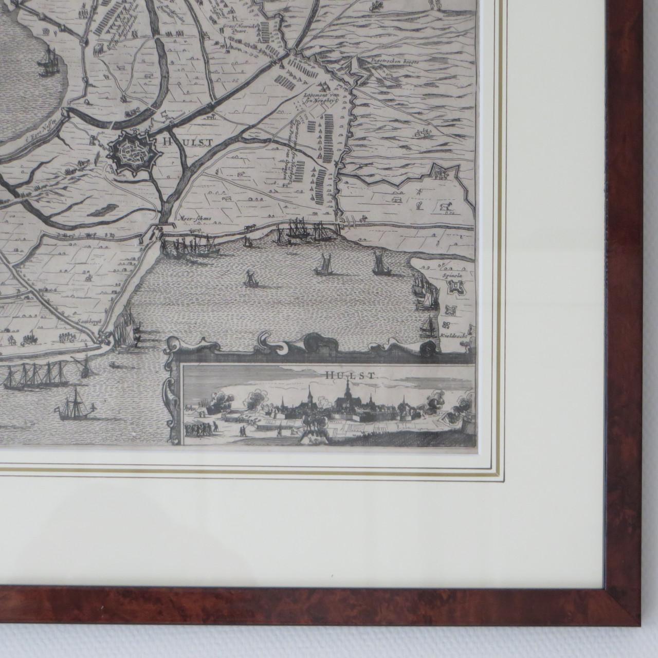 Originele landkaart van het beleg en verovering van Hulst 1645