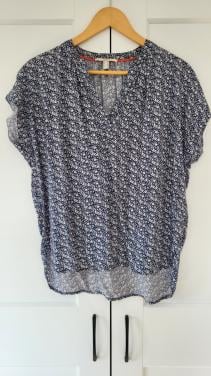 ESPRIT gebloemde viscose blouse top blauw, mt 36