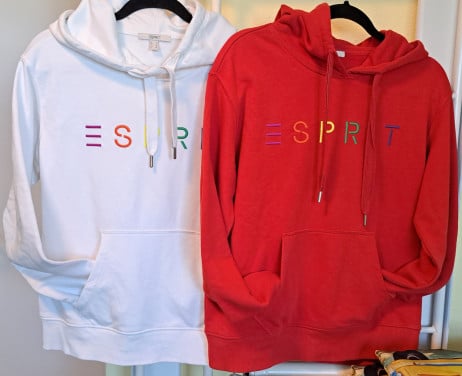 2 x Esprit Hoodie met geborduurd logo wit/rood