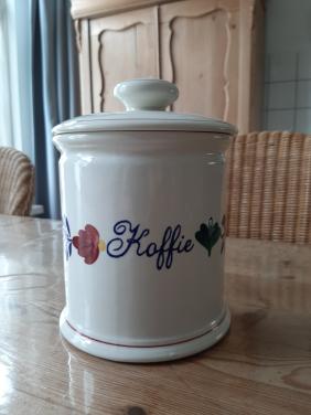 BOERENBONT BOCH - BEWAARPOT MET DEKSEL , KOFFIE - DIA 14 CM