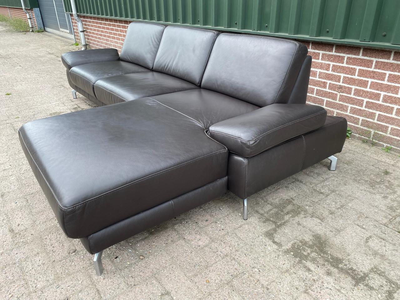 Montel Bruine Leren Hoekbank- Gratis Levering NL