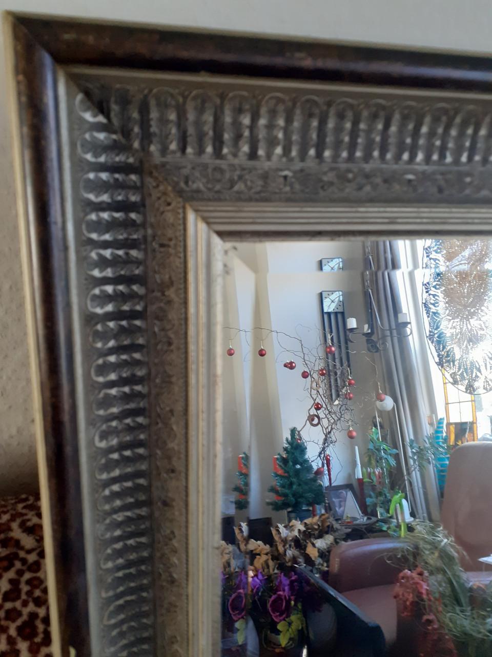 3 x Spiegel met geslepen rand en mooie lijst & Spiegel in koper