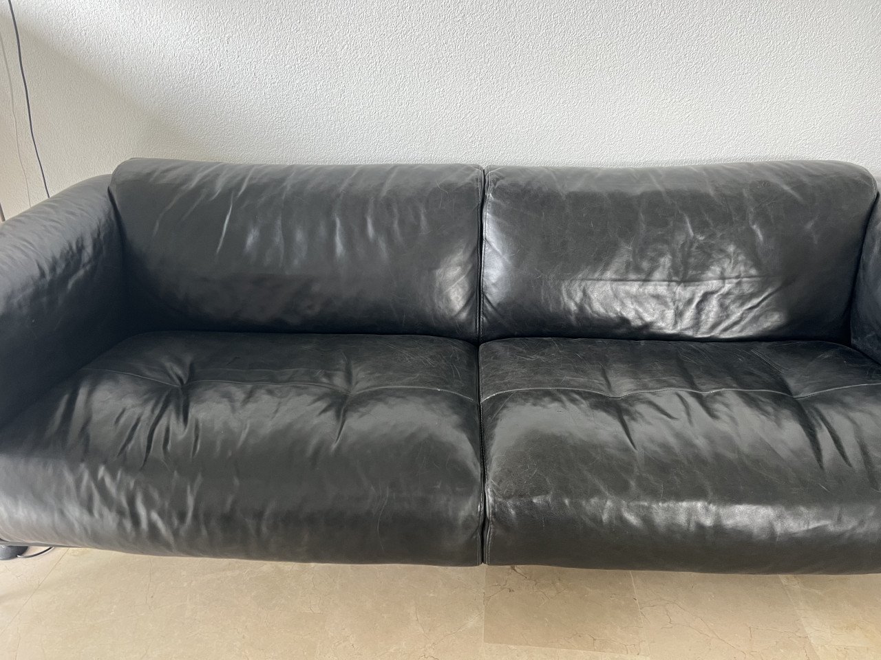 Bank zwart leer