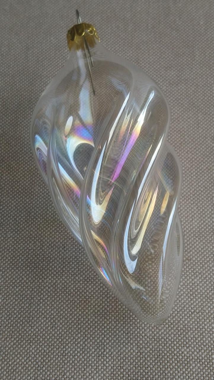 Kerstbal glas pegel gedraaid 12 cm