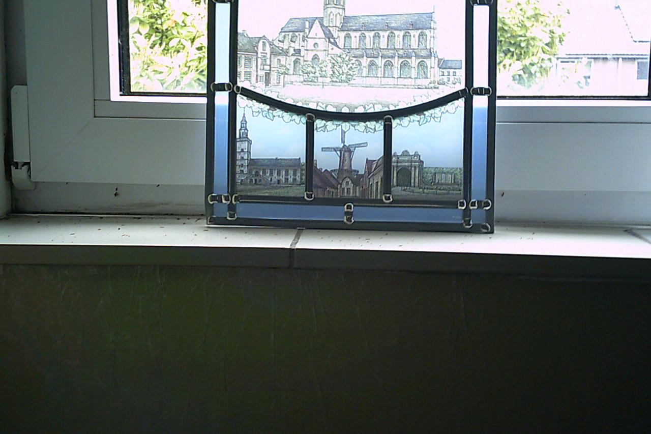 GLAS IN LOOD raam ... met ophangketting.
