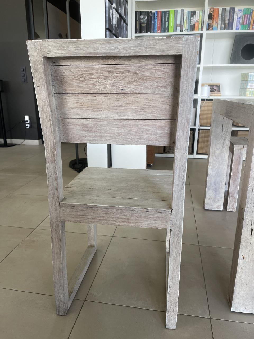 Eetkamer set massief gerecycleerd teak – modern landelijk – whitewash