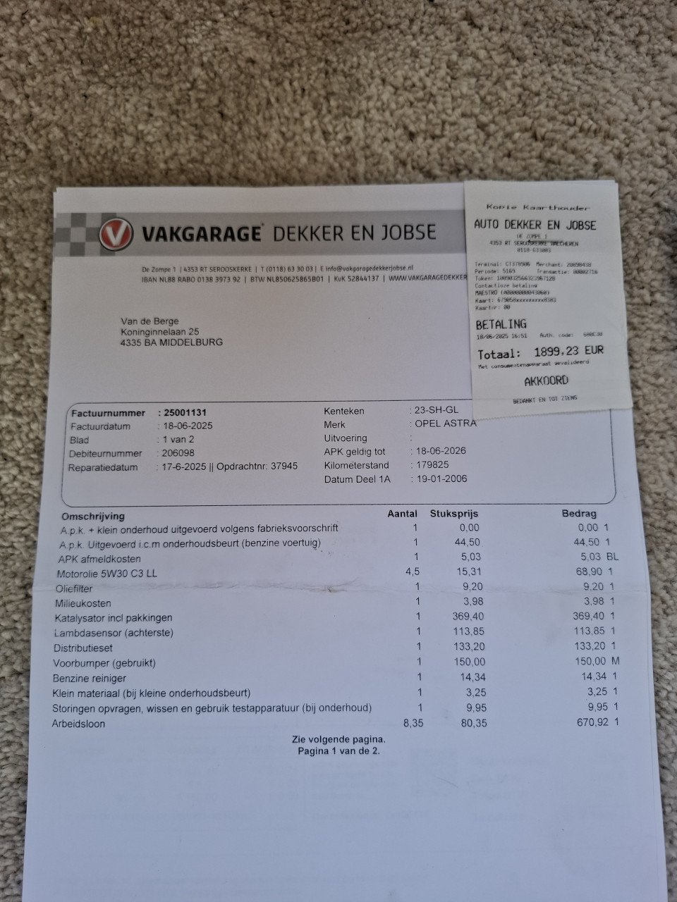 Opel astra 1.6 met klepsysteem