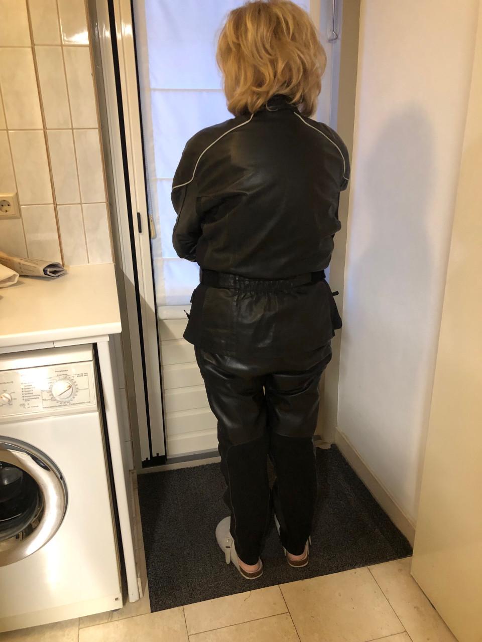 Dames motor jas +broek echt leder maat 38/40