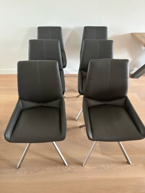 6x Henders en Hazel stoel Levi leder Catania Antraciet