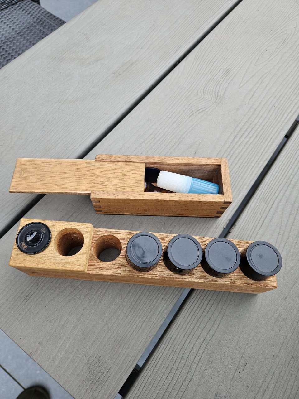Prachtig Jaren 70 Olympus Tokyo Microscoop incl accessoires in houten kist
