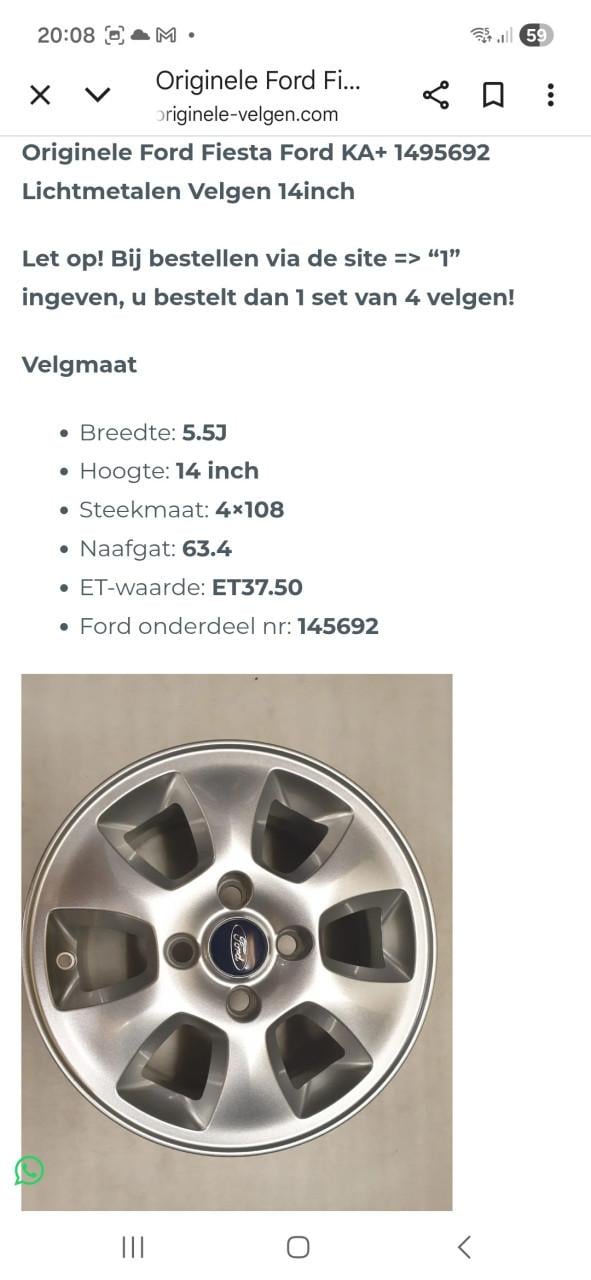 4 originele ford velgen met winterbanden