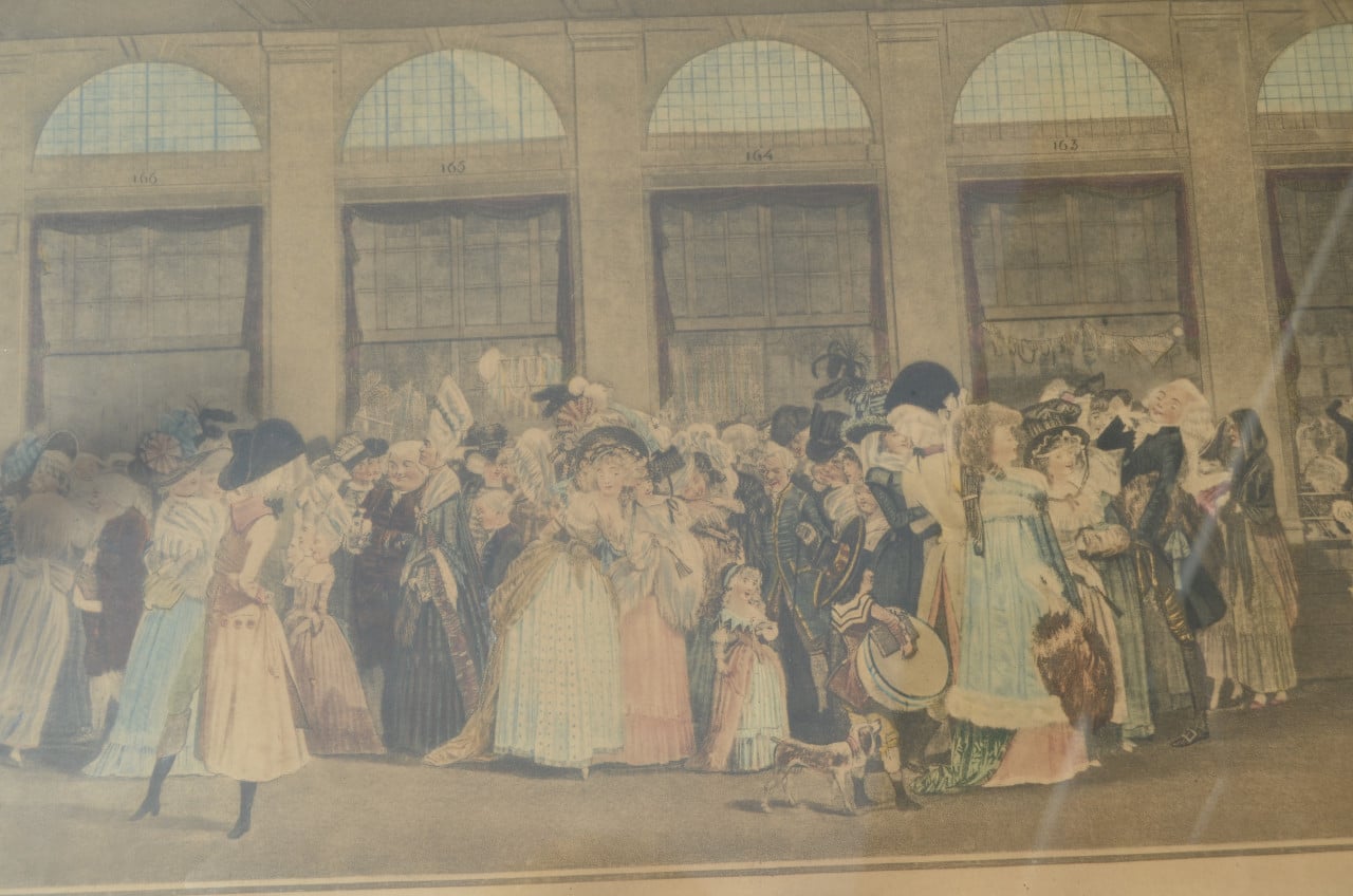 Franse gravure/ets 'The Palais Royal Gallery's Walk' 1787