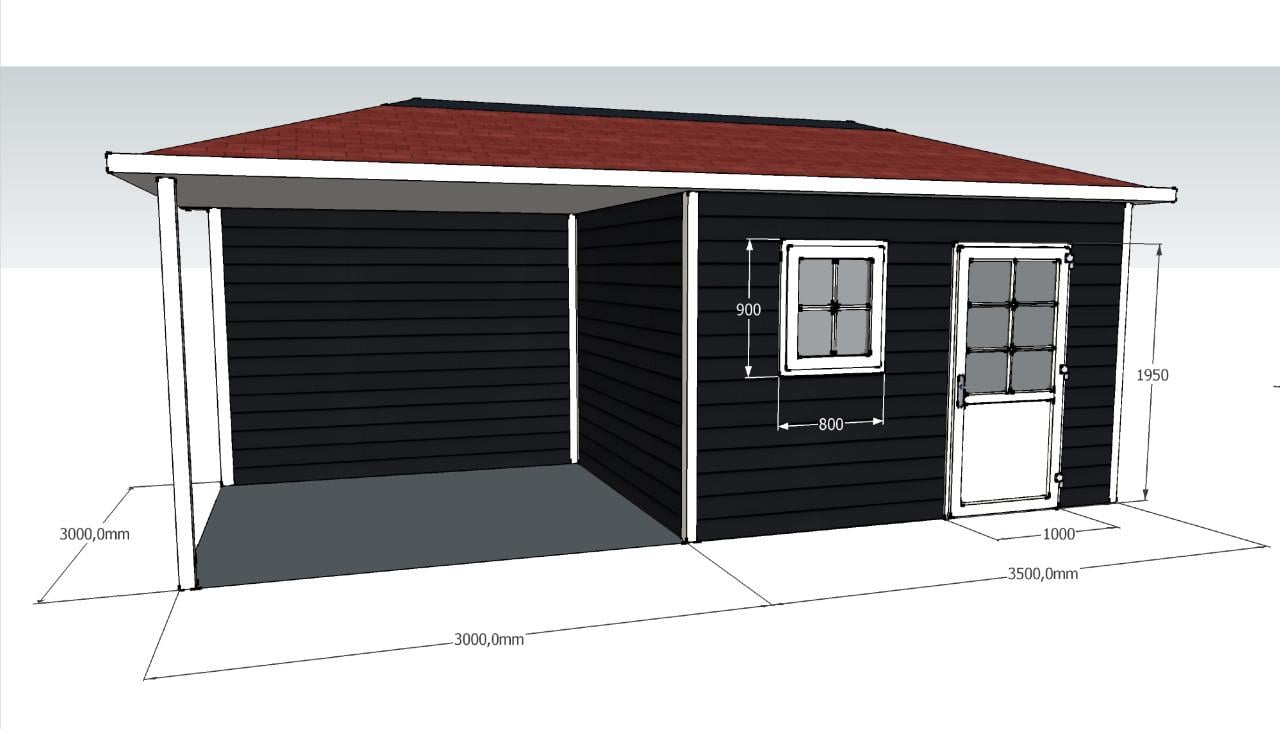 Romahaus tuinhuis / schuurtje met veranda (model Siena).