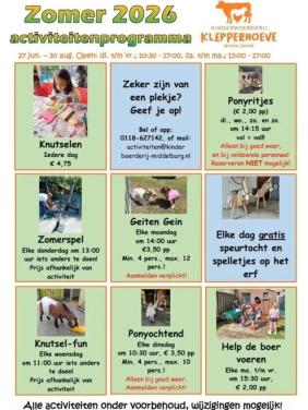 Zomeractiviteiten Kinderboerderij Klepperhoeve