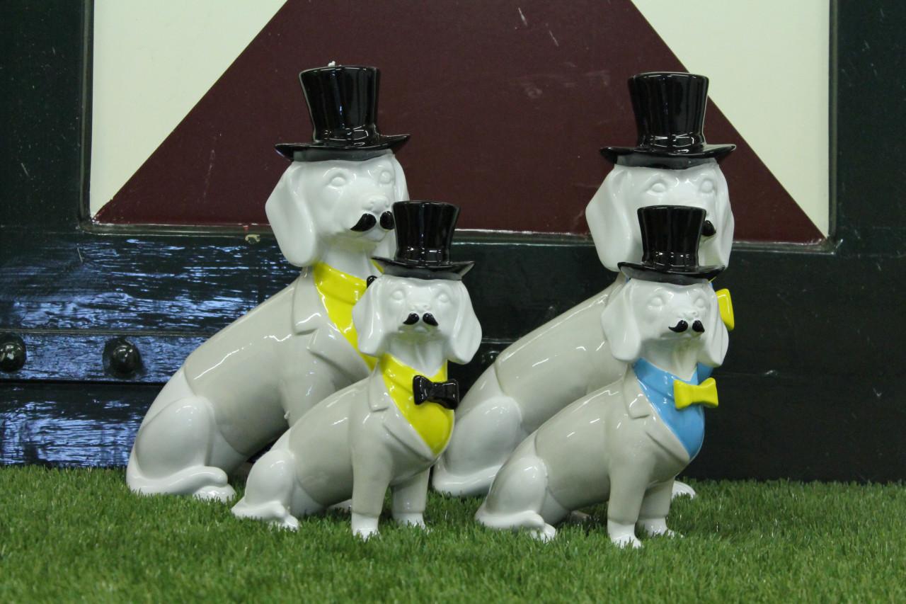 Groene Mini lam met wol - 28 cm - Tuindecoratie