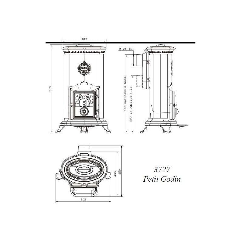 Mooie grote Godin houtkachel kolen 10KW verwarmd 380m3 Heb meerdere staan!!
