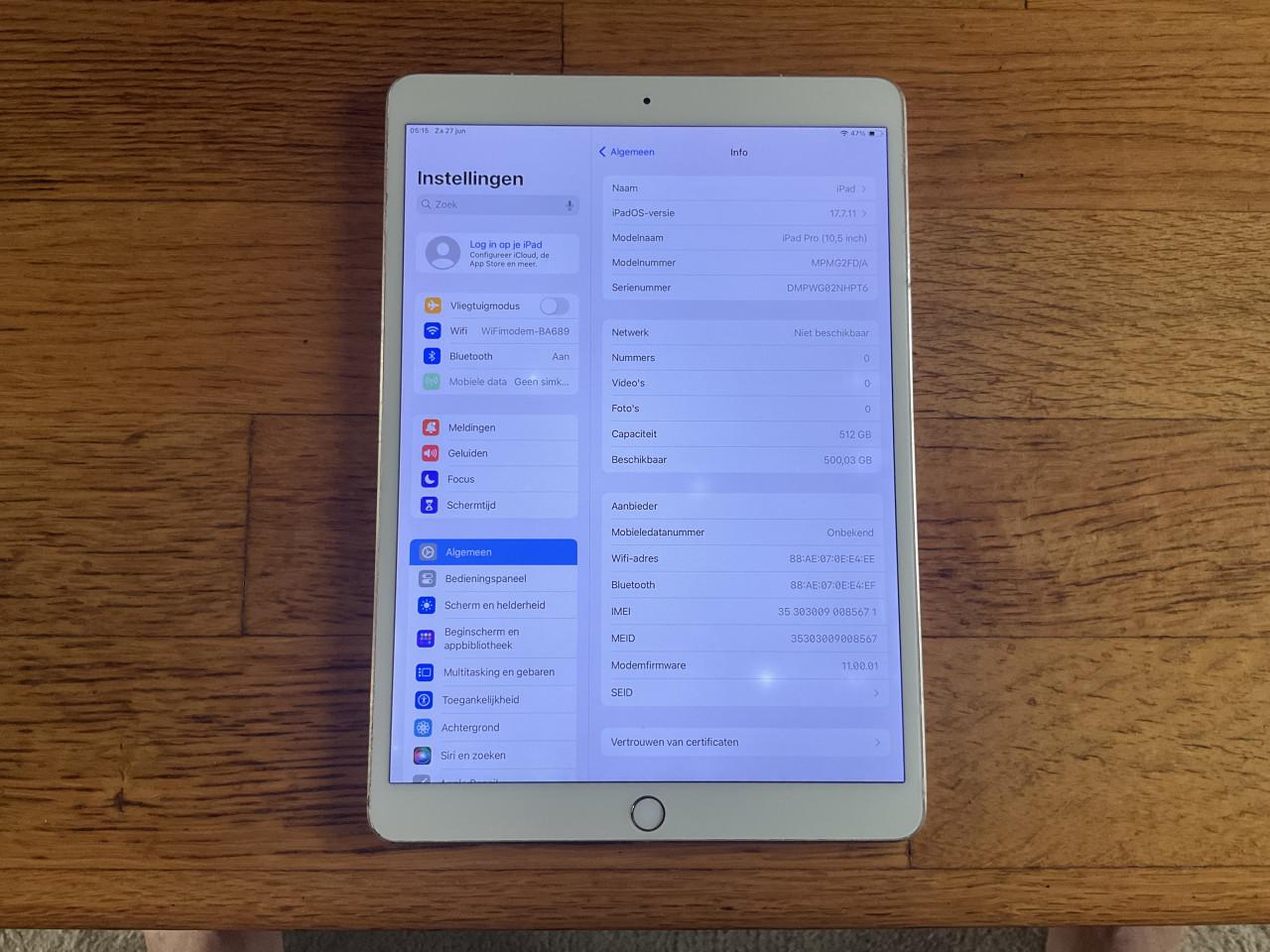 Apple iPad Pro 10,5” – 512 GB – wit/goud – met Apple Pencil