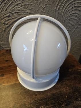 Vintage bolvormige ikea plafondlamp, wit metaal en glas