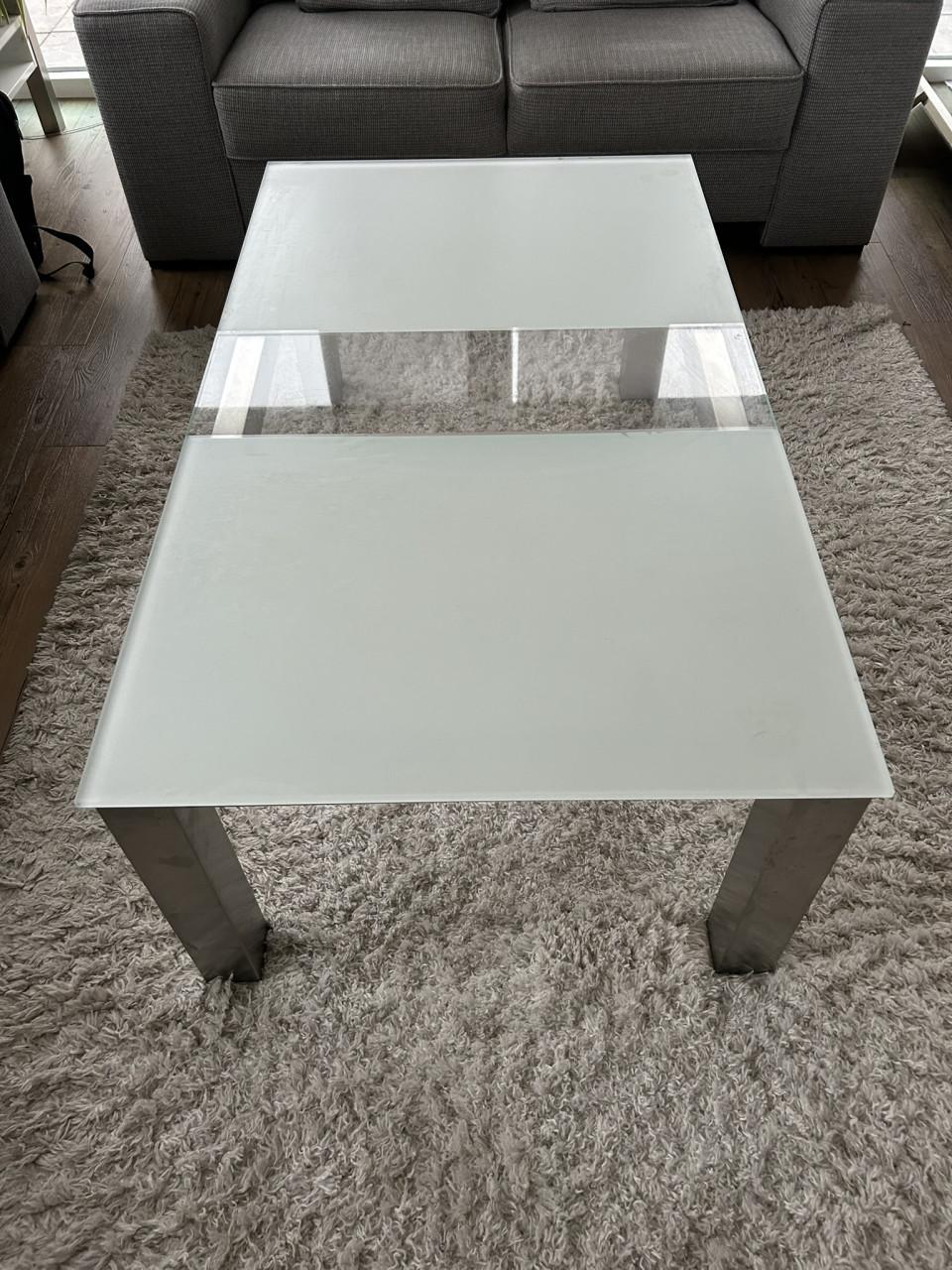 Salontafel, glas met rvs