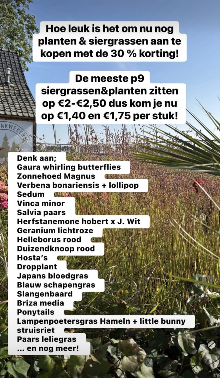 AANGEPASTE OPENINGSTIJDEN + zomerkorting -30 %